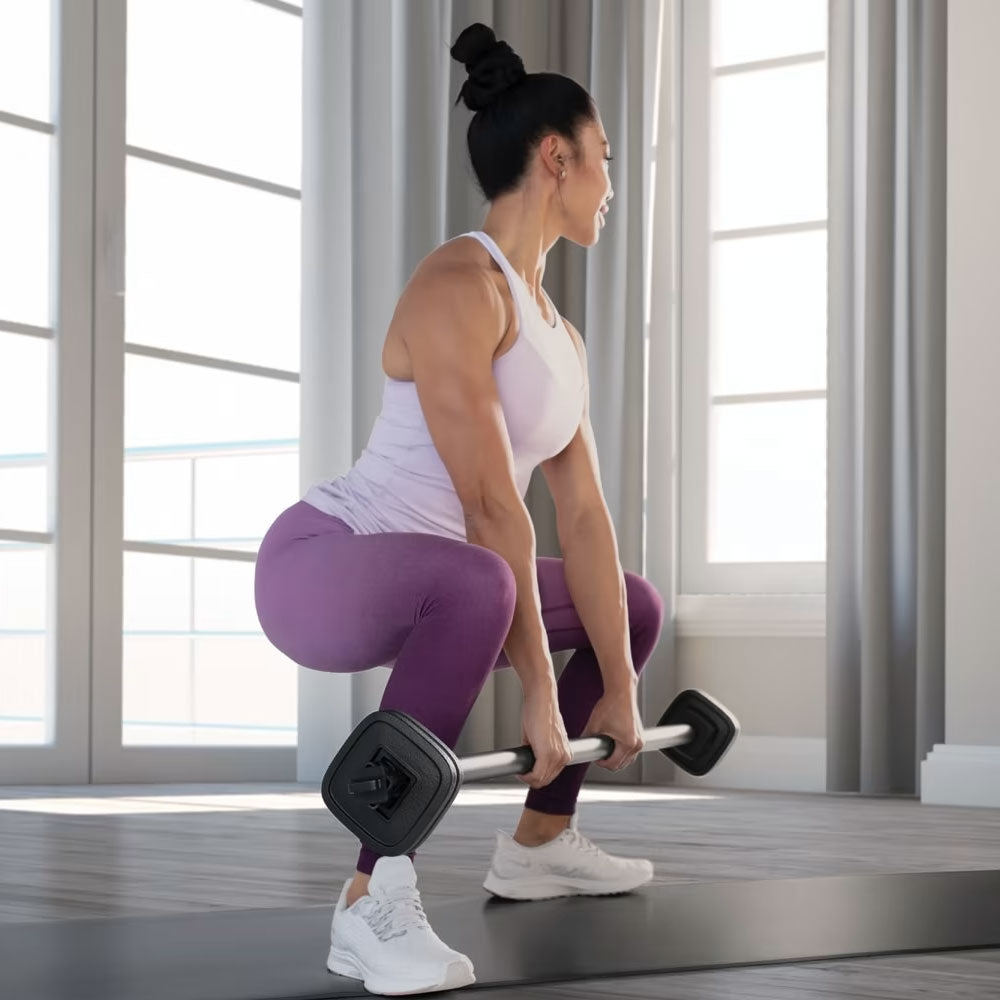 COMBO BARRE ET HALTÈRES IFIT À CHANGEMENT RAPIDE AVEC TAPIS + MINI-ÉLASTIQUES