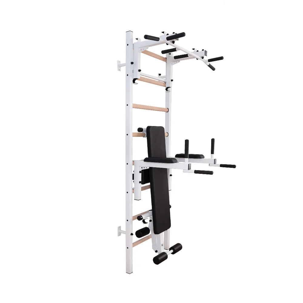 BenchK S2 Blanc - 233W avec barre de traction en acier PB3W + barre à dips et banc de musculation