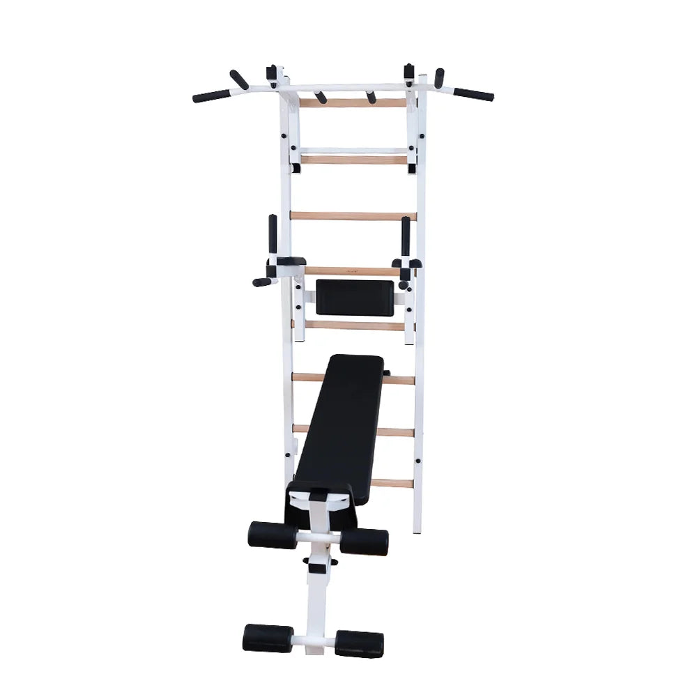 BenchK S2 Blanc - 233W avec barre de traction en acier PB3W + barre à dips et banc de musculation
