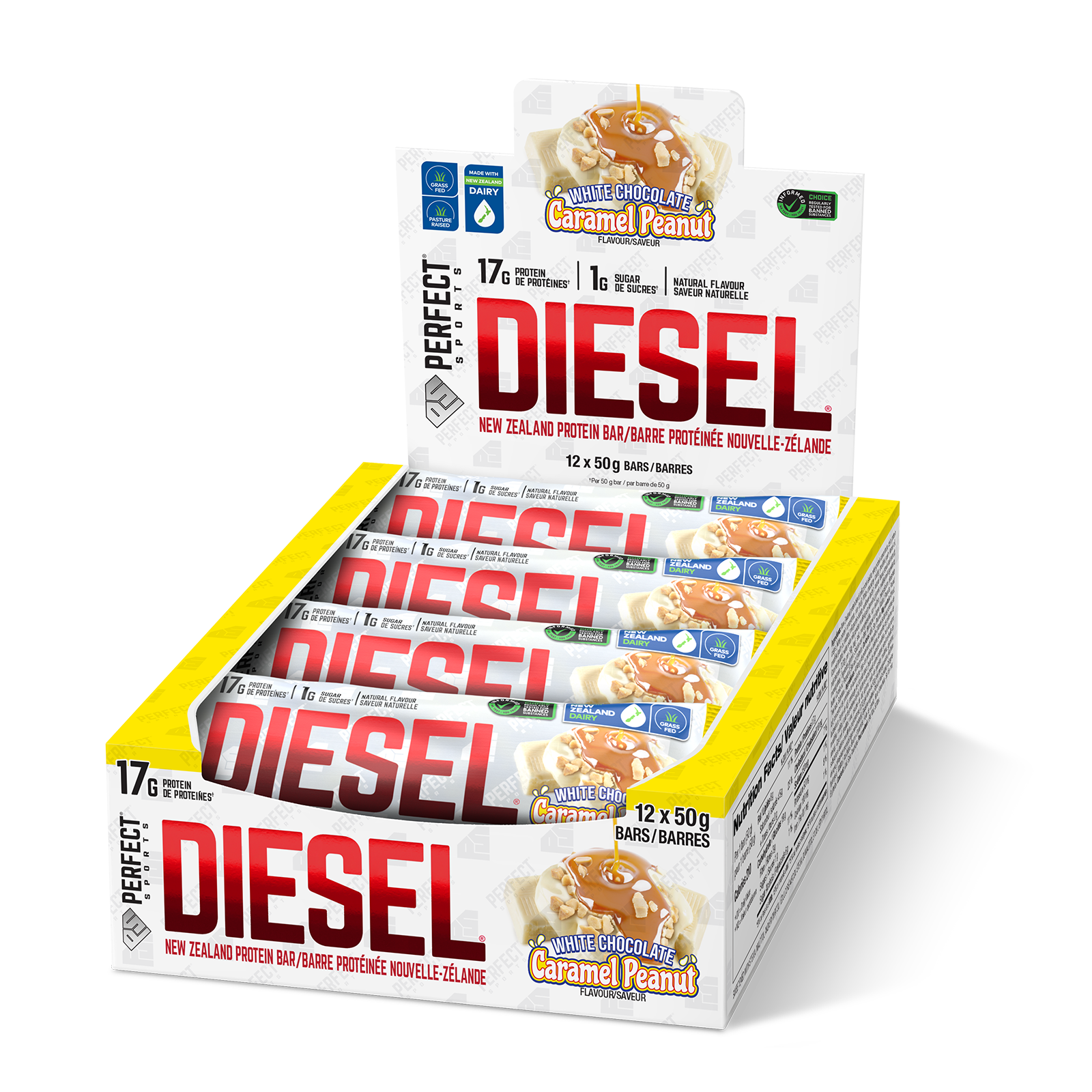 DIESEL® PROTEIN BAR 12 PACK WHITE CHOCOLATE CARAMEL PEANUT The Treadmill Factory