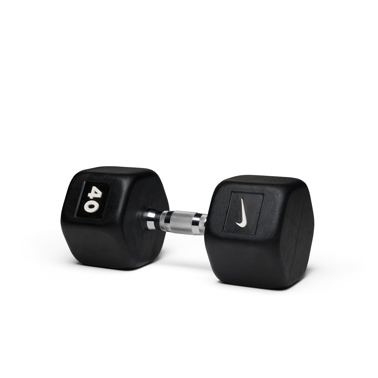 40lb black hex dumbbell with textured grip handle for effective resistance training and progressive strength building.