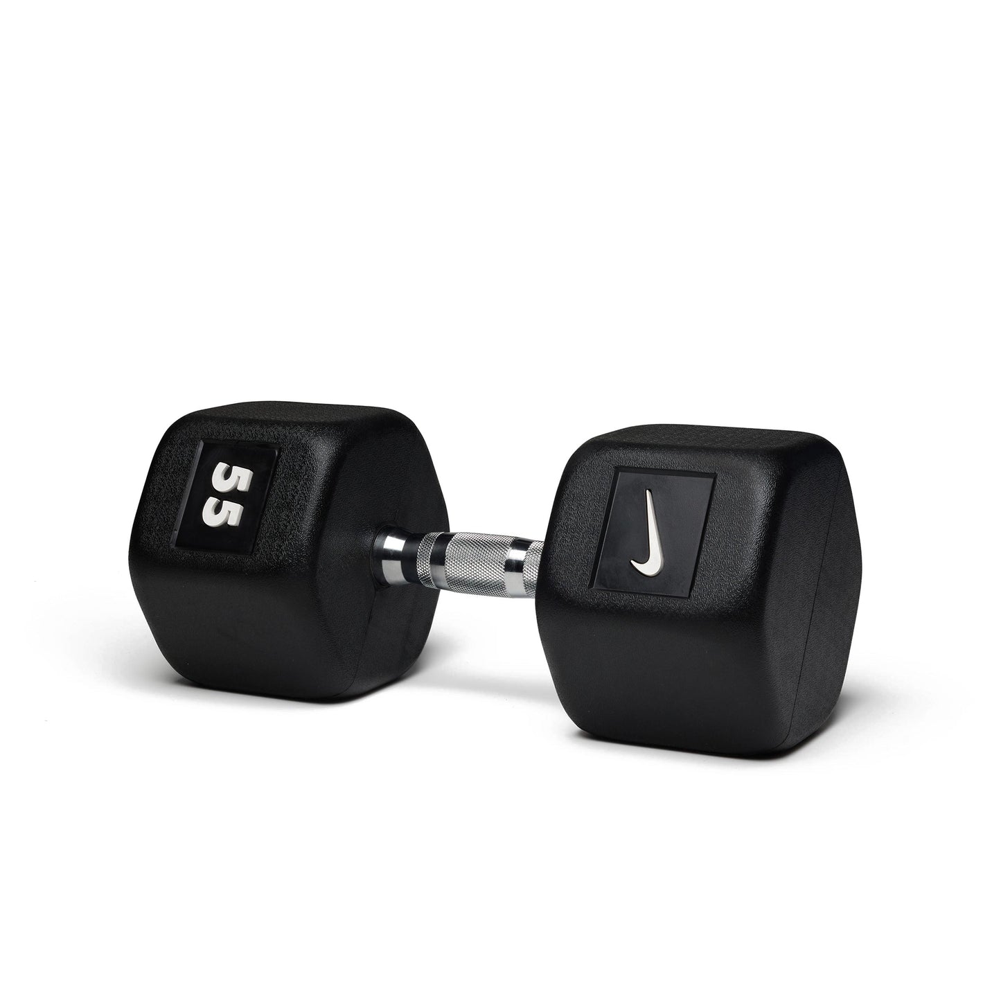 55lb black hex dumbbell with ergonomic grip for advanced strength training and progressive overload workouts.