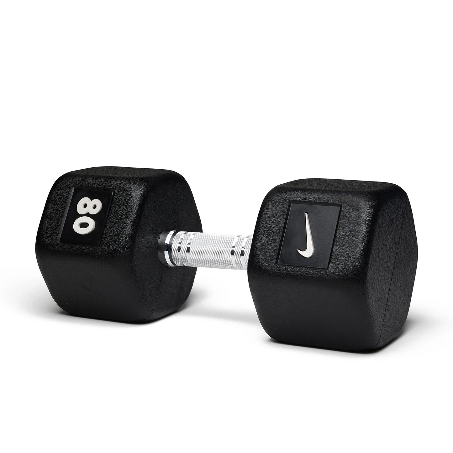 80lb black hex dumbbell with durable construction for heavy resistance training and strength development.