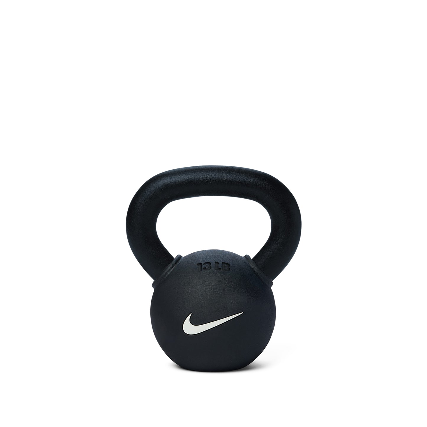 13lb rubber-coated kettlebell with ergonomic handle for floor protection and comfortable grip during workouts.