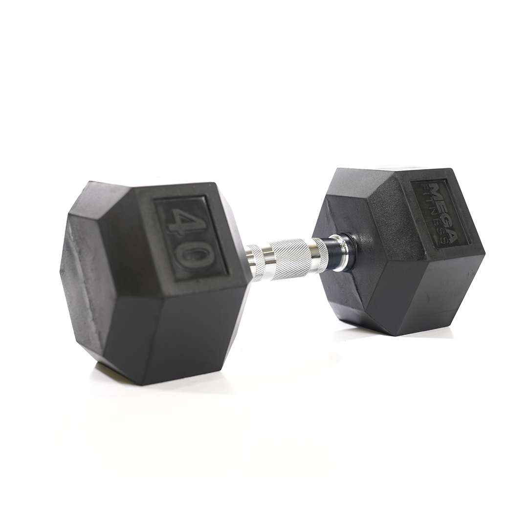 Mega Fitness - Rubber Hex Dumbbell 40lbs