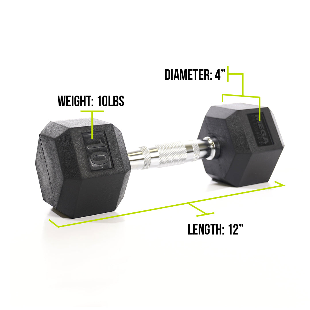 Mega Fitness - Rubber Hex Dumbbell 10lbs