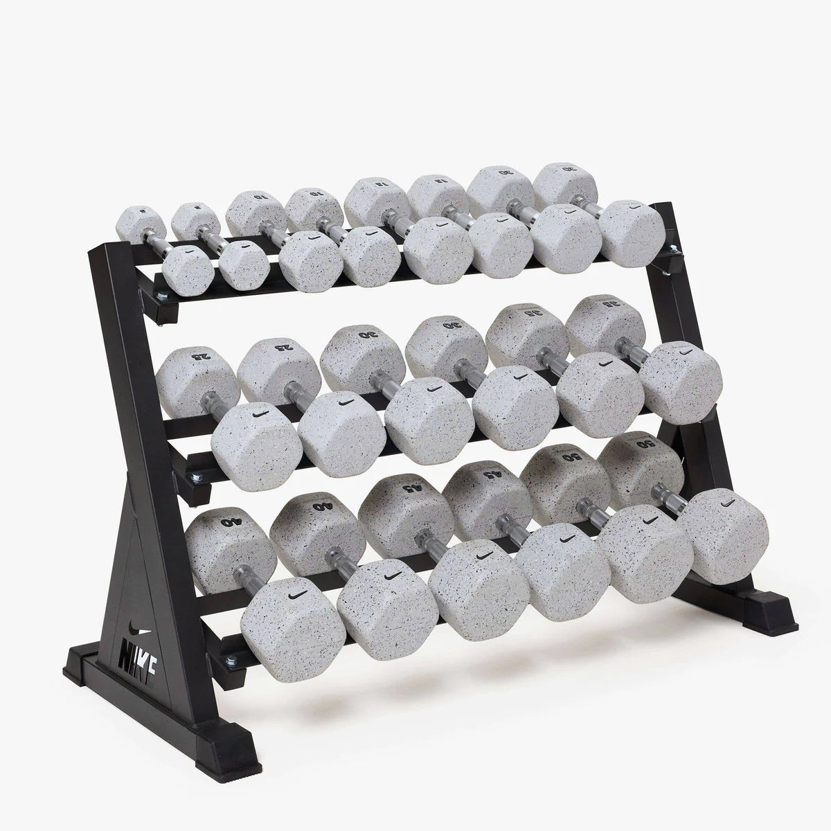 Ensemble d'haltères Nike Wolf Grey de 5 à 50 lb avec support