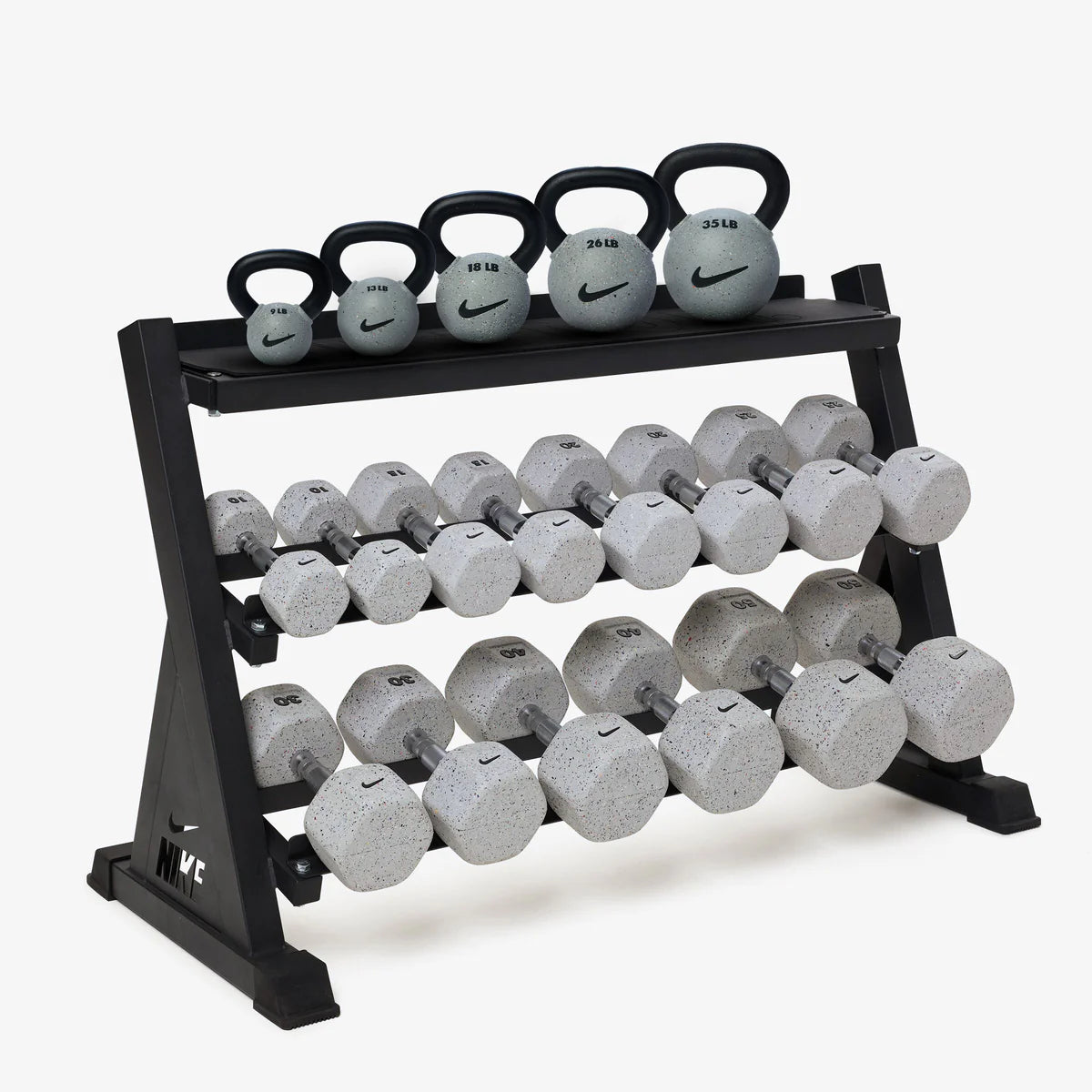 Ensemble Haltères et Kettlebells Nike Wolf Grey avec Support