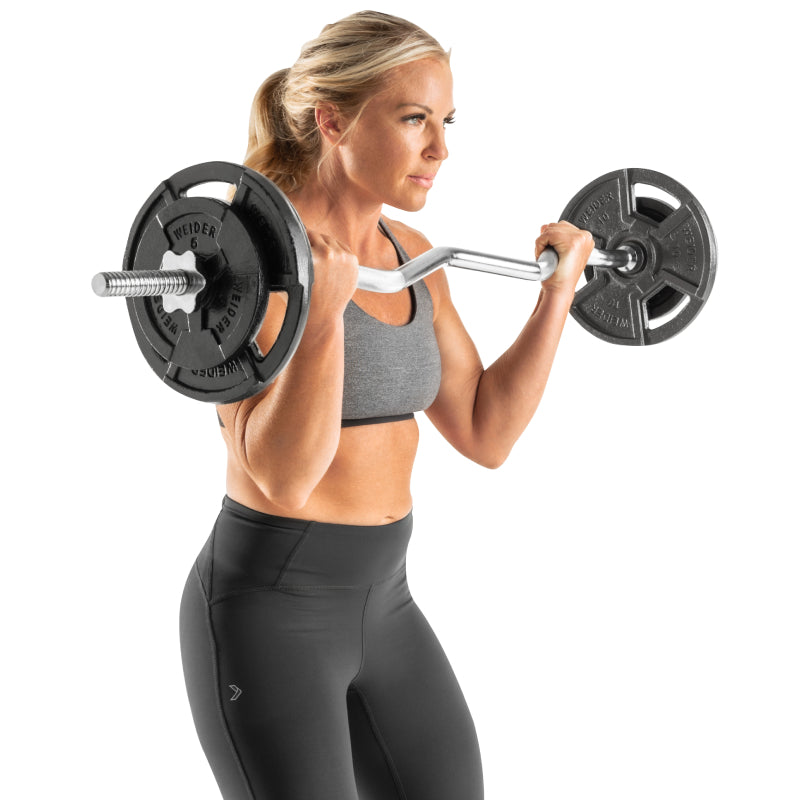Weider - Barre de Curl EZ à Verrouillage par Rotation