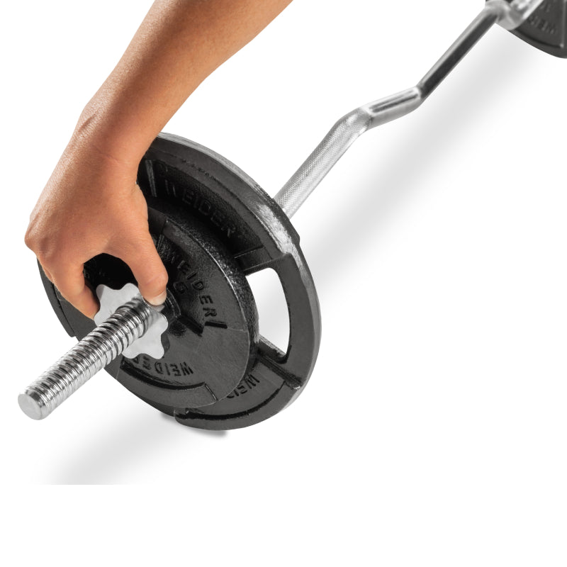 Weider - Barre de Curl EZ à Verrouillage par Rotation
