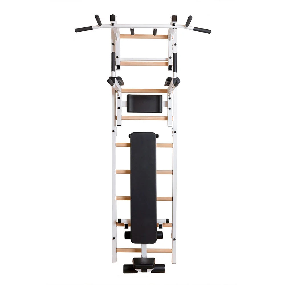 BenchK S7 White - 733W with PB3W Steel Pull-Up Bar + Dip Bar & Workout Bench
