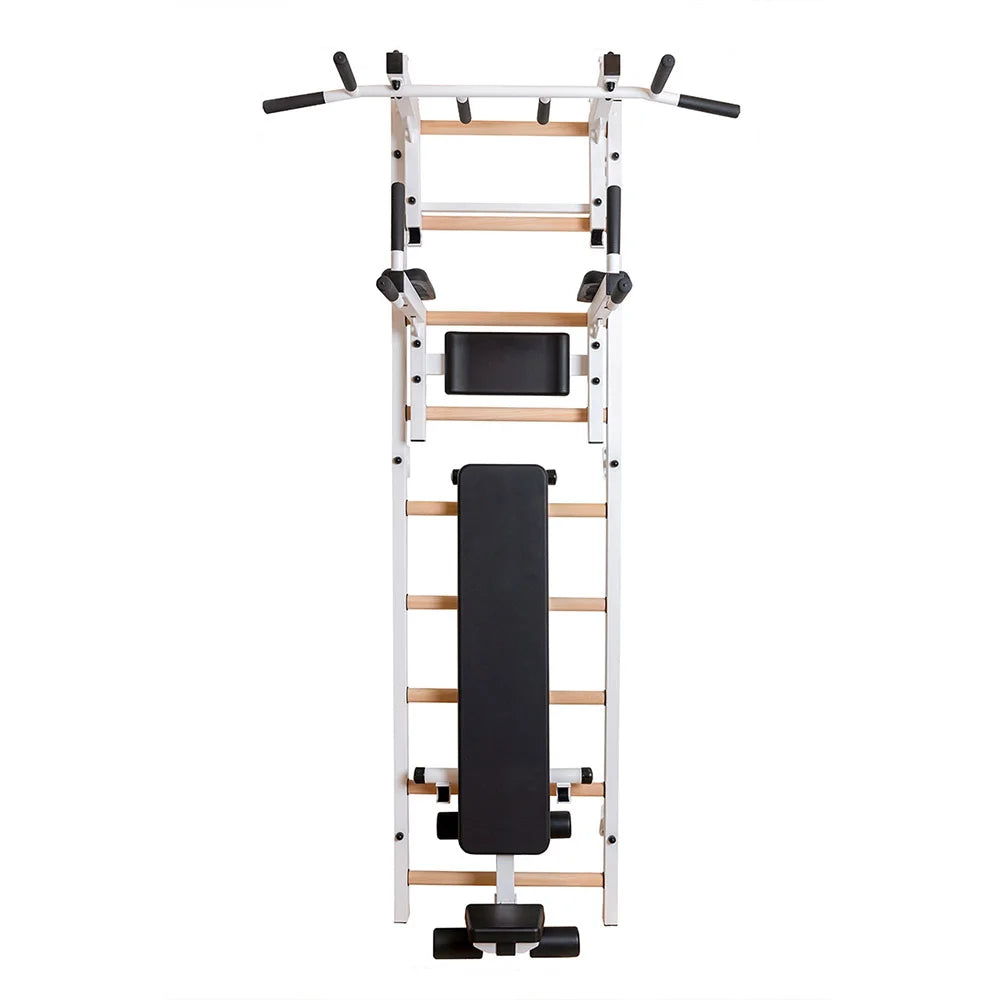 BenchK S7 Blanc - 733W avec barre de traction PB3W en acier + barre à dips et banc de musculation