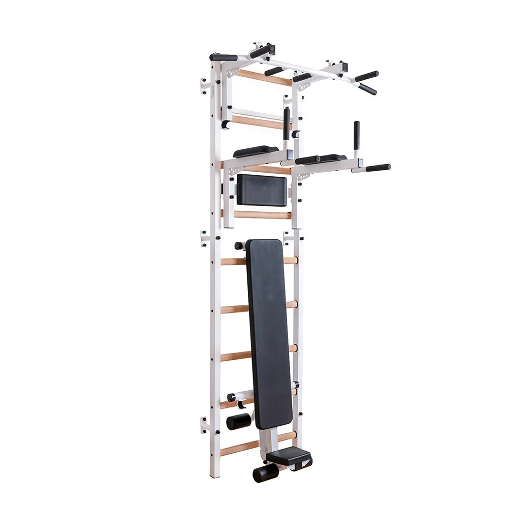 BenchK S7 Blanc - 733W avec barre de traction PB3W en acier + barre à dips et banc de musculation