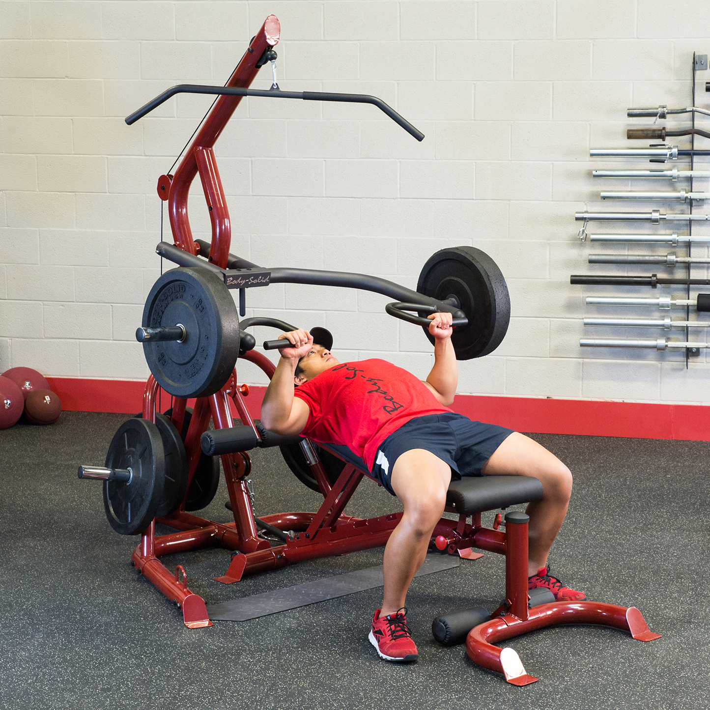 Body-Solid - Ensemble d'appareils de musculation Leverage Gym GLGS100P4 avec banc GFID100