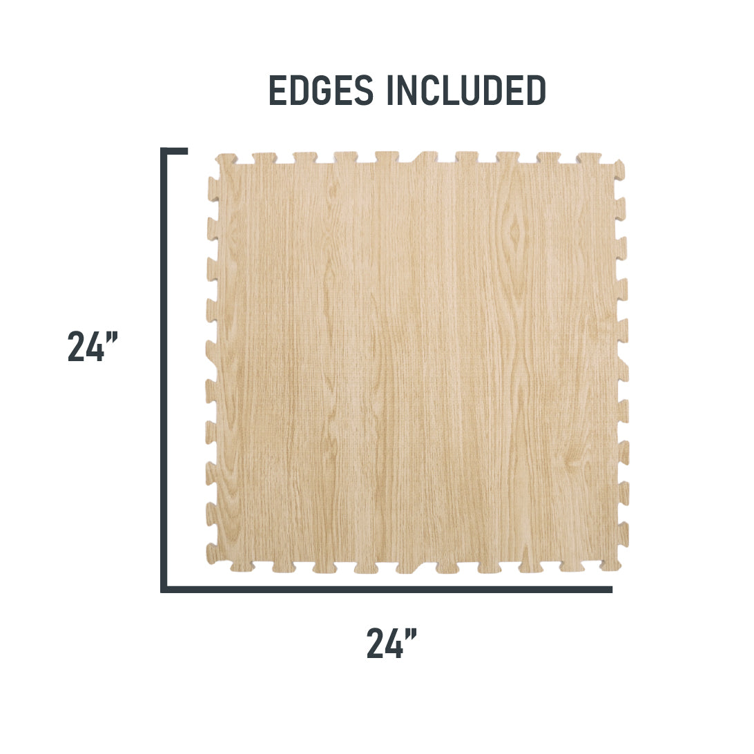 Flow - Dalles de sol en mousse premium 61 cm x 61 cm x 12 mm - Chêne clair (lot de 6)