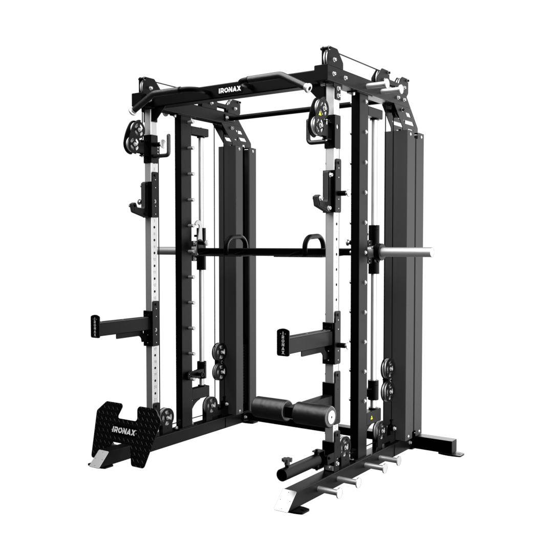 IRONAX - Tout-en-un avec banc et plaques olympiques combinés ~