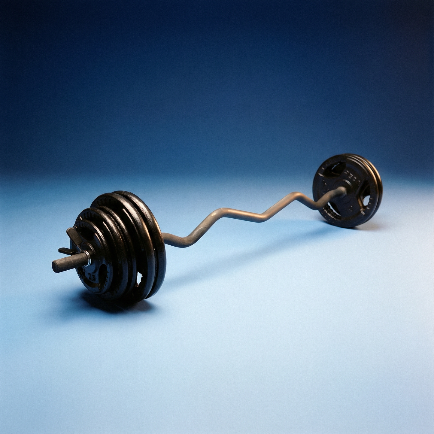 Mega Fitness - Ensemble de plaques de poids standard en acier 1" 75 lb avec barre de curl