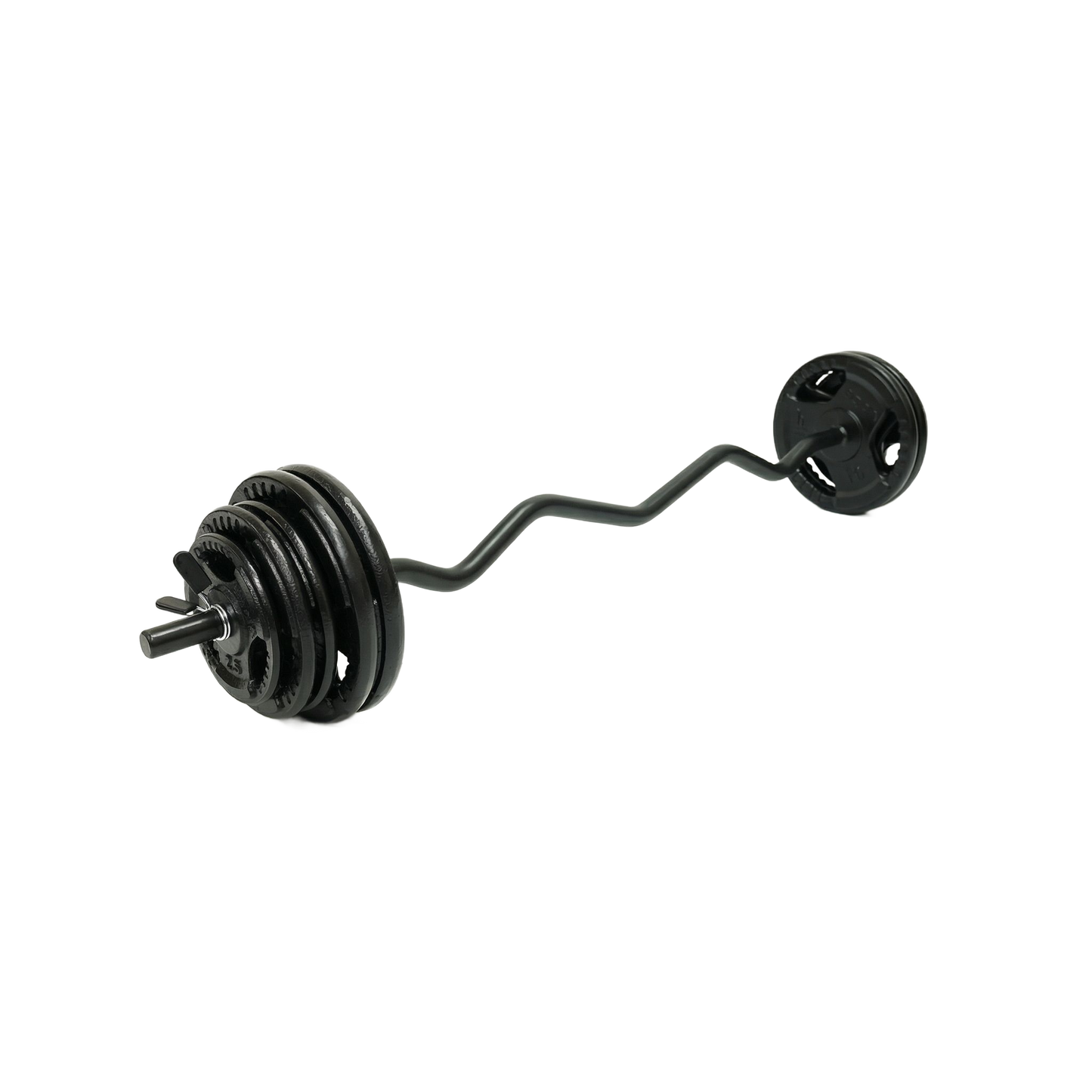 Mega Fitness - Ensemble de plaques de poids standard en acier 1" 75 lb avec barre de curl