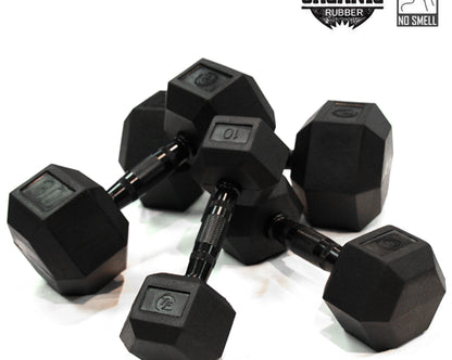 65lb Virgin Rubber Hex Dumbbell No Odour SDVR-65 Strength & Conditioning Canada.
