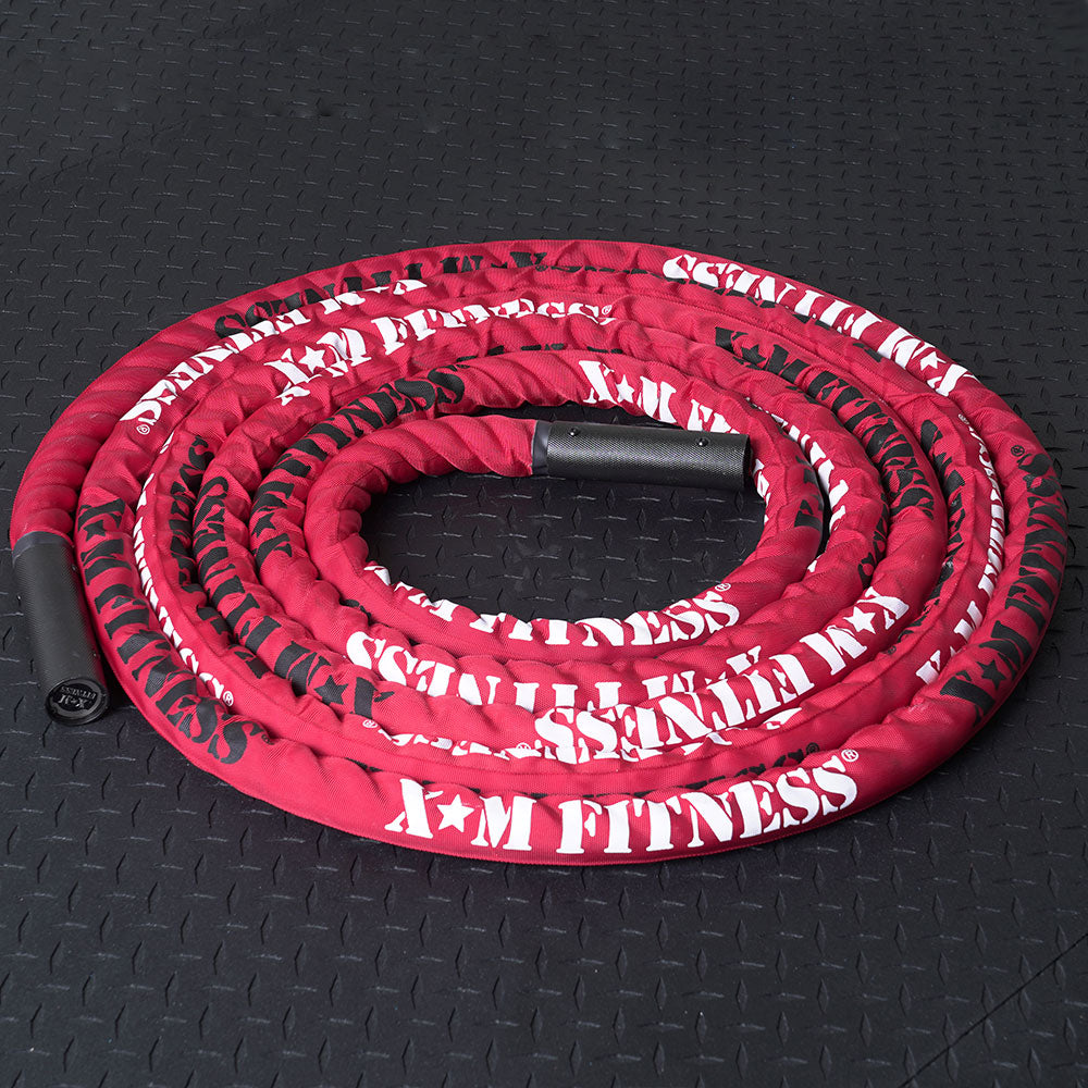 XM FITNESS Corde ondulatoire commerciale de 30 pi avec manchon de protection