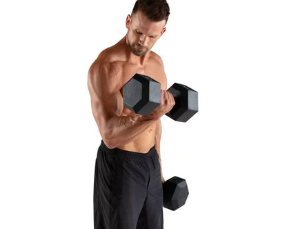 Weider Rubber Hex Dumbbell, 90 lbs - Sold Individually