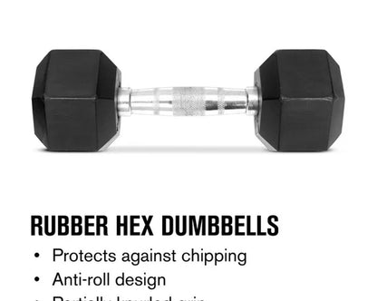 Weider Rubber Hex Dumbbell, 90 lbs - Sold Individually