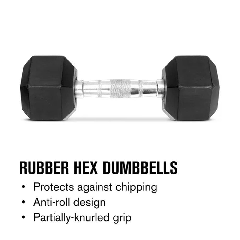 Weider Rubber Hex Dumbbell, 90 lbs - Sold Individually