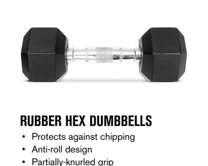 Weider, 40lb Rubber Hex Dumbbell, Single