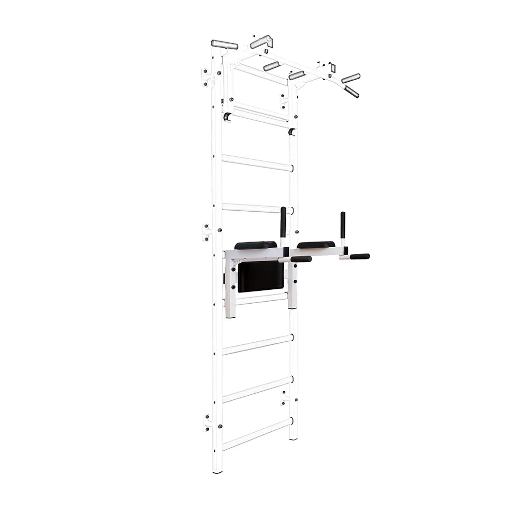 BenchK S2 White - 233W with PB3W Steel Pull-Up Bar + Dip Bar