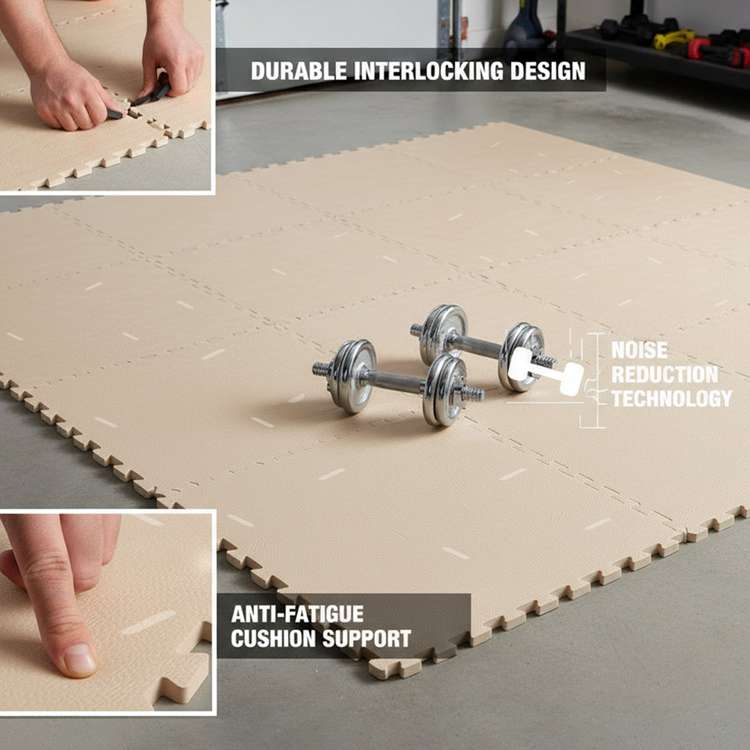 Flow - Premium Foam Flooring 24" x 24" x 12mm - Cream Confetti (6 Pack)