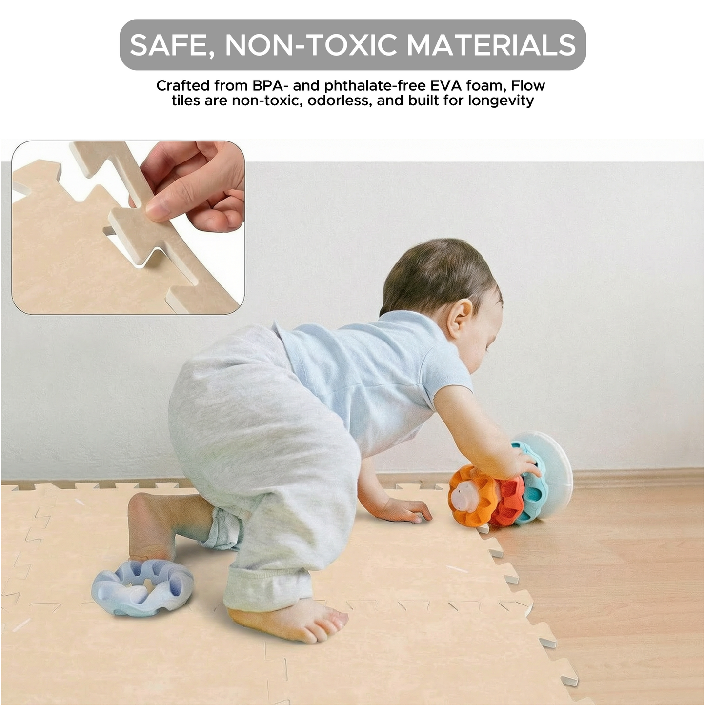 Flow - Premium Foam Flooring 24" x 24" x 12mm - Cream Confetti (6 Pack)