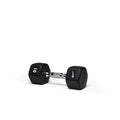 10lb black hex dumbbell with ergonomic handle for toning exercises, high repetition workouts, and beginners.