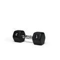 15lb black hex dumbbell with textured grip handle for effective resistance training and functional exercises.