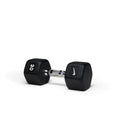 20lb black hex dumbbell with knurled handle for intermediate strength training and muscle toning workouts.