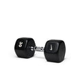 30lb black hex dumbbell with textured grip for effective resistance training and muscle building exercises.