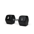 45lb black hex dumbbell featuring durable construction and ergonomic grip for weightlifting and strength workouts.