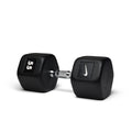 55lb black hex dumbbell with ergonomic grip for advanced strength training and progressive overload workouts.