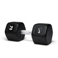 75lb black hex dumbbell with premium grip design for heavy strength training and muscle building exercises.