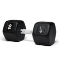 95lb black hex dumbbell with professional-grade construction for advanced strength training and powerlifting.