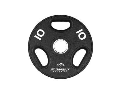 Element Fitness - 300lb Virgin Rubber Olympic Pro Plate Set with Bar Kit