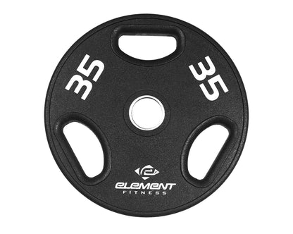 Element Fitness - 300lb Virgin Rubber Olympic Pro Plate Set with Bar Kit