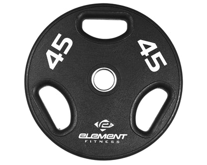 Element Fitness - 300lb Virgin Rubber Olympic Pro Plate Set with Bar Kit