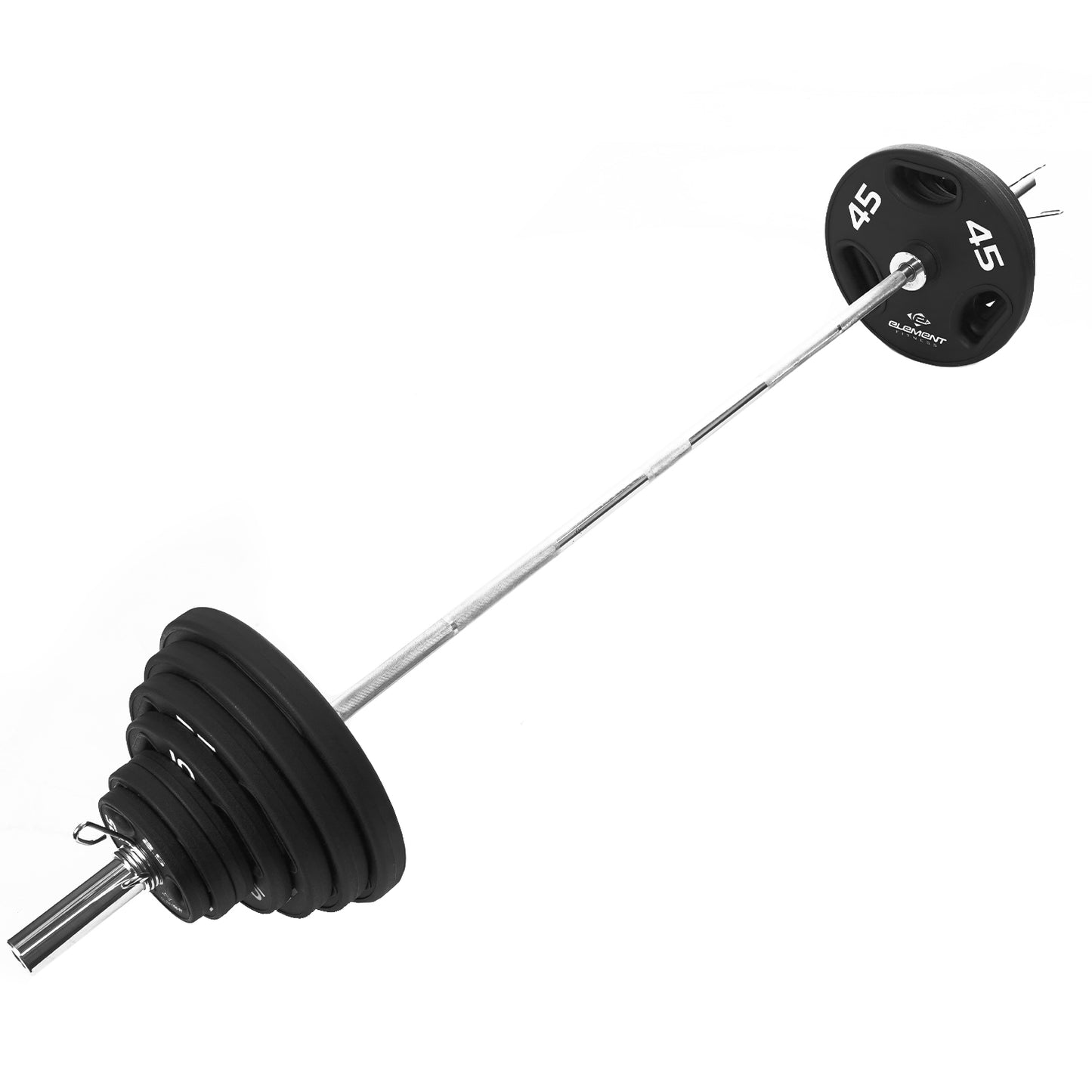 Element Fitness - 300lb Virgin Rubber Olympic Pro Plate Set with Bar Kit