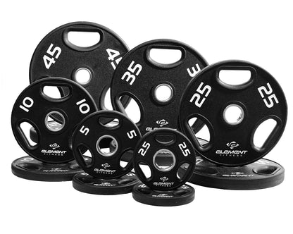 Element Fitness - 300lb Virgin Rubber Olympic Pro Plate Set with Bar Kit