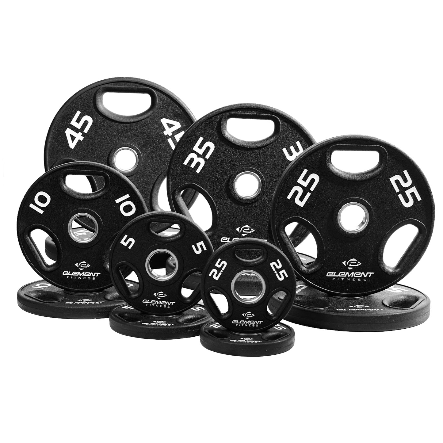 Element Fitness - 300lb Virgin Rubber Olympic Pro Plate Set with Bar Kit