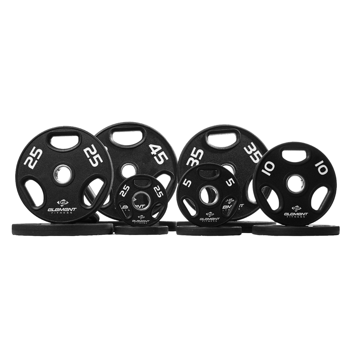 Element Fitness - 300lb Virgin Rubber Olympic Pro Plate Set with Bar Kit