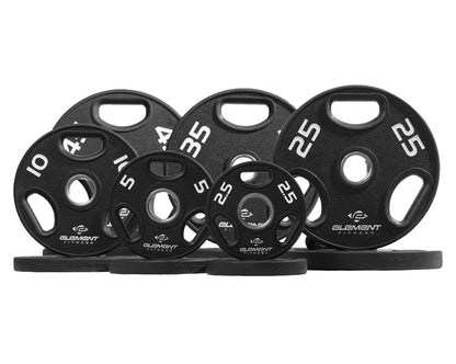 Element Fitness - 300lb Virgin Rubber Olympic Pro Plate Set with Bar Kit