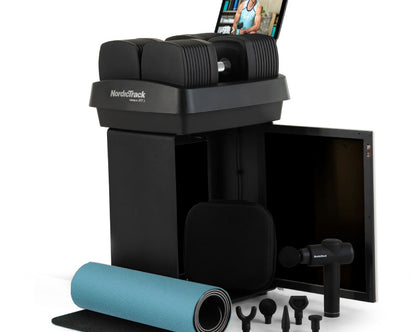 NORDICTRACK - iSELECT VOICE-CONTROLLED DUMBBELLS + STAND + MASSAGE GUN + MAT