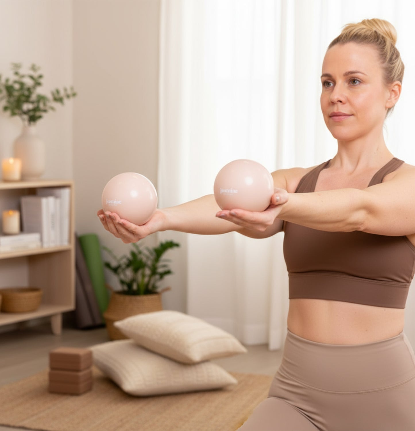 Jasmine Fitness - Pilates Weighted Balls - Desert 1lbs (PAIR)