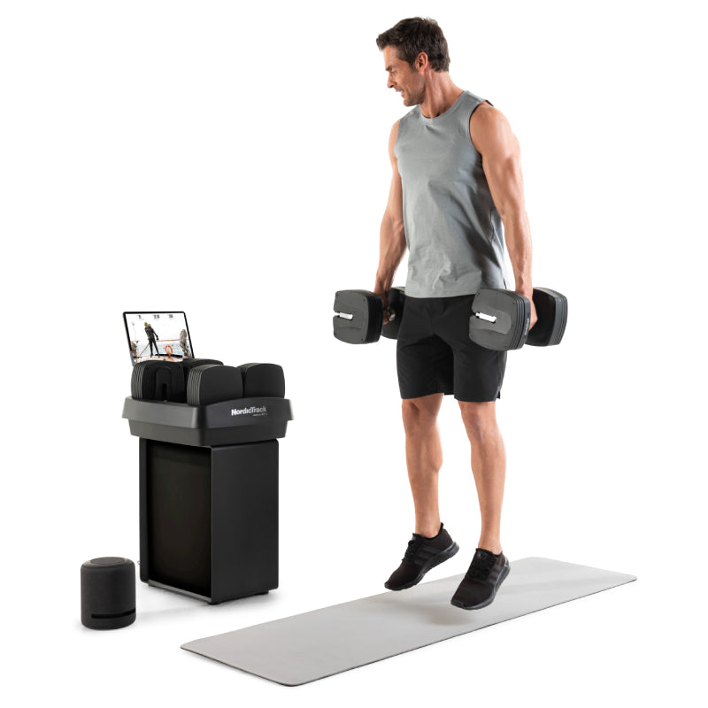 NORDICTRACK - iSELECT VOICE-CONTROLLED DUMBBELLS + STAND + MASSAGE GUN + MAT